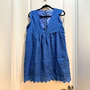 Eyelet Ruffle Dress built in Shorts Blue side pockets Armpit to armpit 20” 2XL